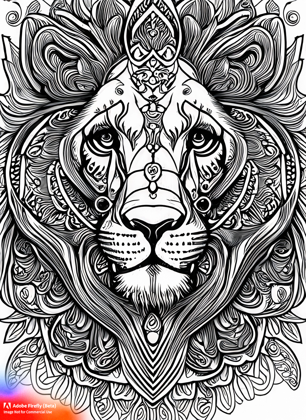 firefly a lion face adult coloring sheet black and white with mandala 48125.jpg