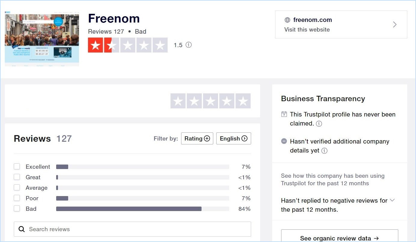 Trustpilot Freenom Reviews